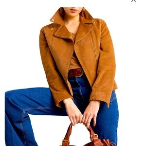 Gerard Darel Suede Moto Jacket Size 10